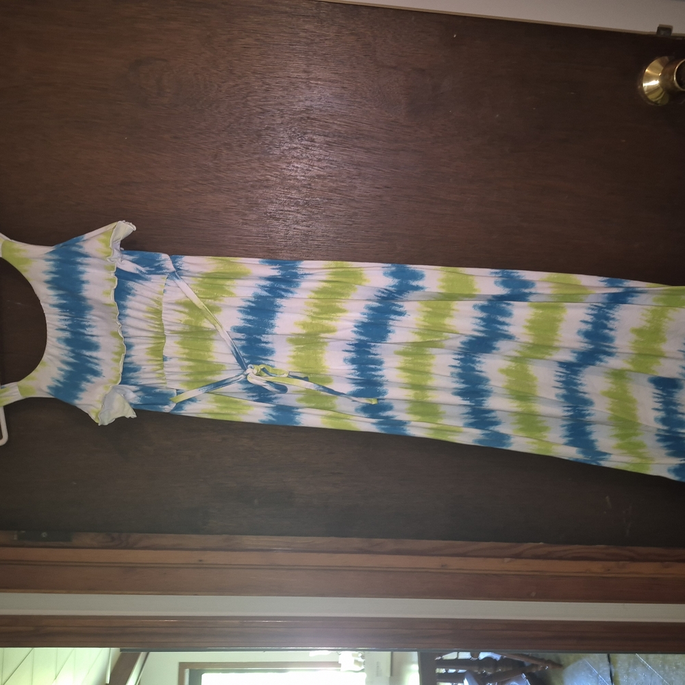 JK Designs Kids Casual Dress - Blue and Green Tie-Dye